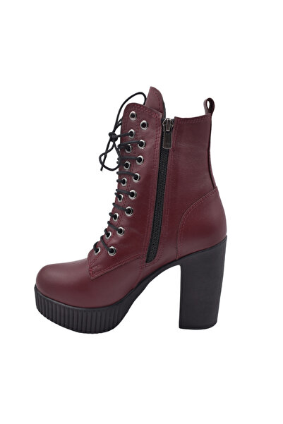 Impero Çift Kapsül Detaylı Bordo Topuklu Bot