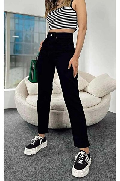 LAMİRAMOOD Black Women's Jeans Mom Jean