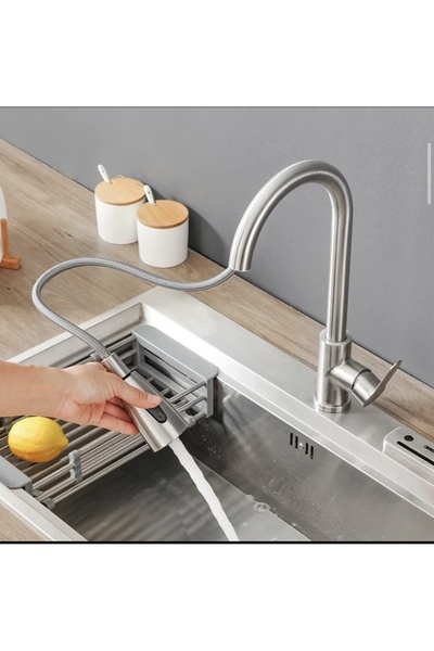 İSAOĞLU YAPI Spiralli Mutfak Bataryası Mat Krom Leke El İzi Tutmaz Evye Muslu...