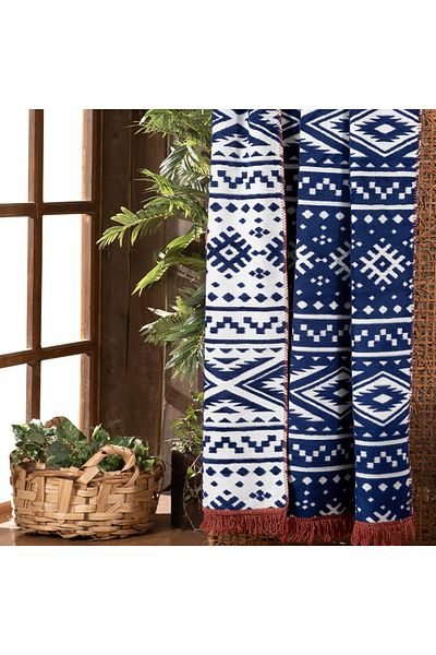 Sarev Ethno Navy Blue Single Cotton Blanket 160*220 cm