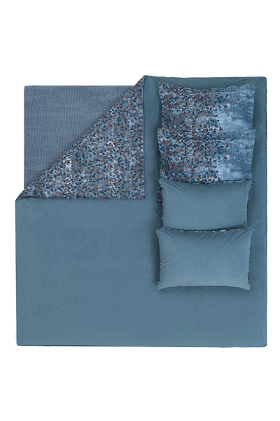 Yataş Charme Elba Double Velvet Satin Duvet Cover Set - Navy Blue