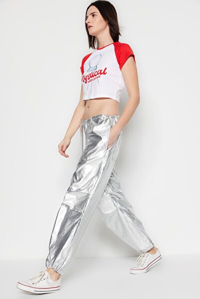 Trendyol Collection Silver Low Waist Jeans TWOAW24JE00351