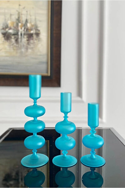 Gerçektrend 3'lü Boğumlu Tasarım Cam Şamdan Seti