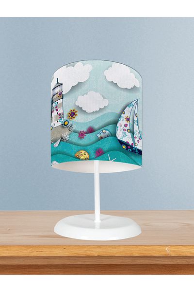 LİDERHOME Home Baby and Children's Room Lighthouse and Sail Pattern Lampshade