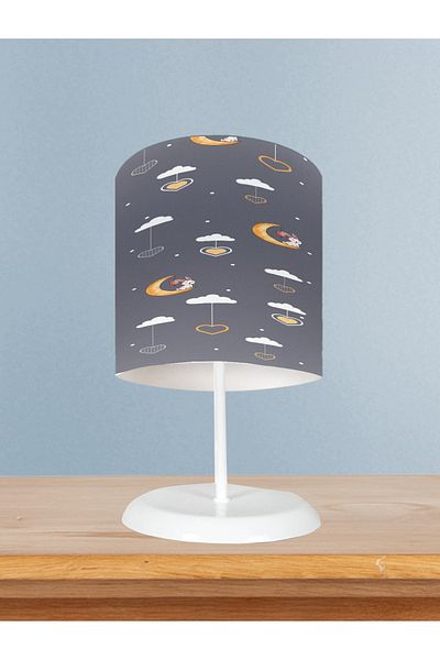LİDERHOME Home Baby and Children's Room Sitting on the Moon Rabbit Patterned Lampshade