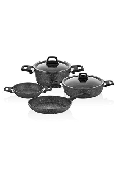 FALEZ Efes 6 Piece Granite Pot Set Anthracite