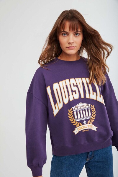 GRIMELANGE Dámská oversize mikina s kulatým výstřihem z organické bavlny uvnitř s jemným fleecem Ramona