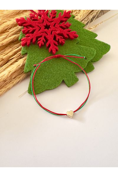 Atelier Çağla Red Green Heart New Year's Lucky Bracelet