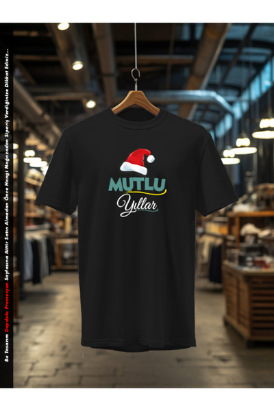 ultima bala Yılbaşı Özel Baskılı %100 Pamuklu Bisiklet Yaka Unisex T-shirt