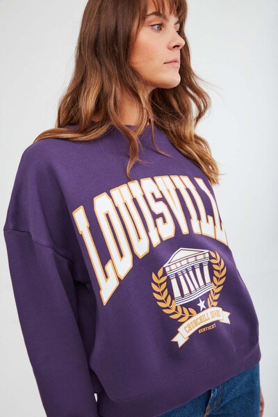 GRIMELANGE Dámská oversize mikina s kulatým výstřihem z organické bavlny uvnitř s jemným fleecem Ramona