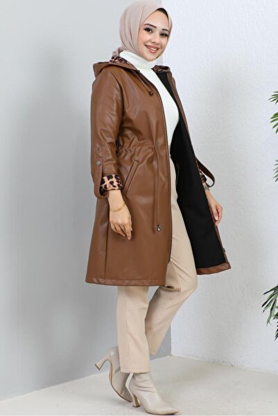 benguen 5012 Short Leather Coat Tan