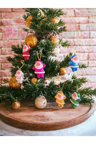 Happyland Christmas Pine Tree - 4 cm 6 Pieces Colorful, Glittered Santa Claus...