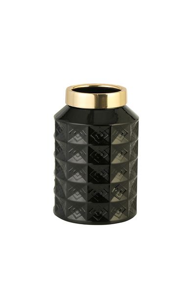 Vitale Black Miroir Glass Vase - Ak.Wlt0955