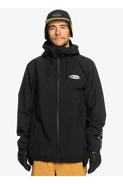 Quiksilver Black Men's Hooded Collar Regular Fit Waterproof Ski Coat EQYTJ03436 High In The Hood J