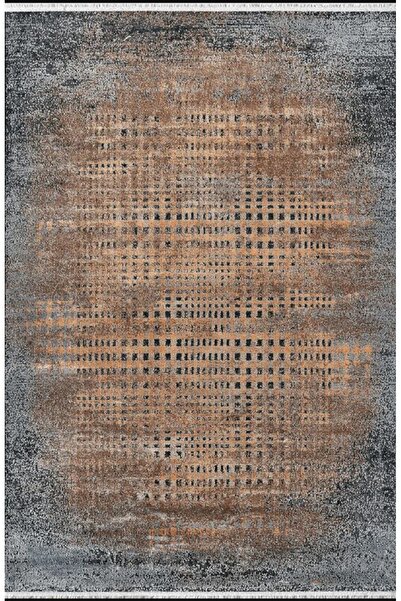 Royal Halı Babıl Bx13b Antrasit Turuncu Modern Makine Halısı