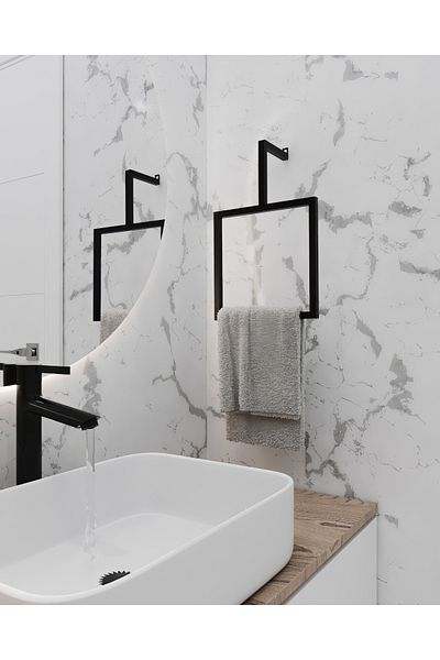 AJU Suport pentru prosoape Metal Acasă Bucătărie Baie Suport pentru prosoape Montat pe perete Pătrat Design modern și elegant