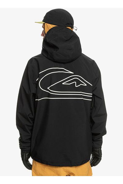 Quiksilver Black Men's Hooded Collar Regular Fit Waterproof Ski Coat EQYTJ03436 High In The Hood J