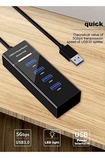 ATAELEKTRONİK 4 Port Usb 3.0 Hub Splitter Pc Dizüstü Bilgisayar Flash Bellek Için Çoklu Çoğaltıcı 5gbps