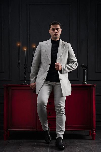 ADVANTE Ανδρικό παλτό Slimfit με γιακά με κουμπιά
