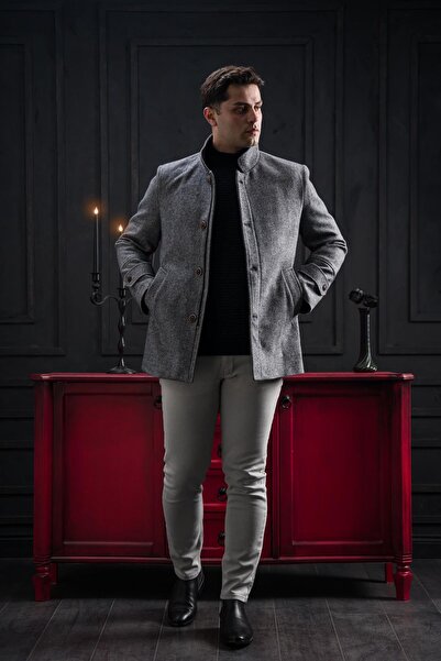 ADVANTE Сlimfit прямий комір, смугасті ґудзики та застібка-блискавка, чоловічий пальто