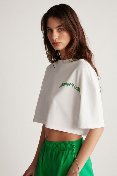 GRIMELANGE Tričko Carıssa Crop Oversize Single