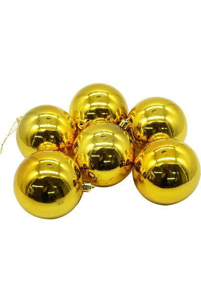 Gereksiz Şeyler Shiny Cici Ball Christmas Tree Ornament Gold Color 6-Piece Ornament 8cm