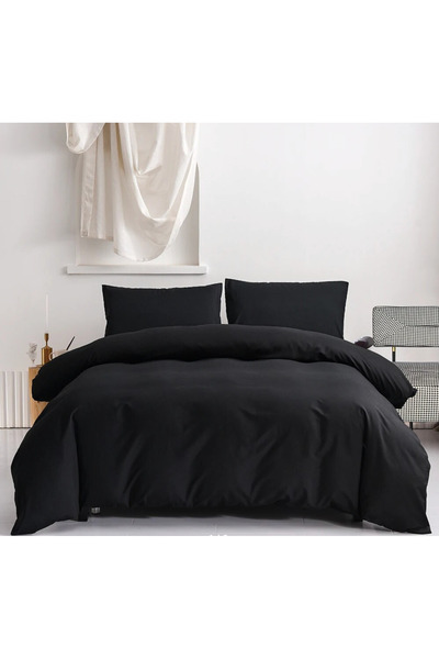 EIFIN Cotton Duvet Cover Set with Double Sheet 100% Cotton Ranforce Black