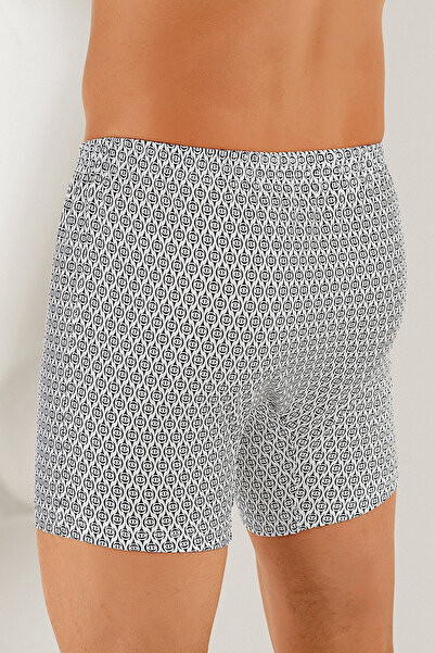 Şahinler Men's Patterned Combed Cotton Buttoned Boxer Me010