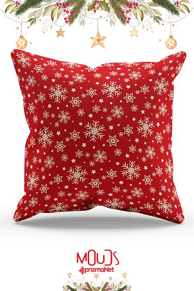 Moud's Double Sided Printed Snowflake Christmas Pattern Suede Throw Pillow Cover - PL1125