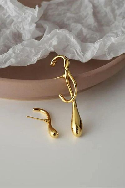 BAHELS Gold Color Trend Asymmetrical Water Drop Earrings
