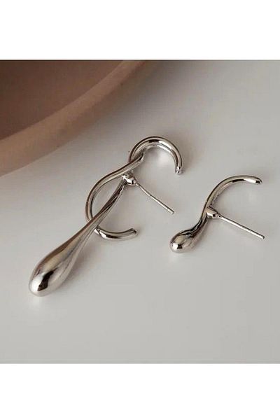 BAHELS Silver Color Trend Asymmetrical Water Drop Earrings