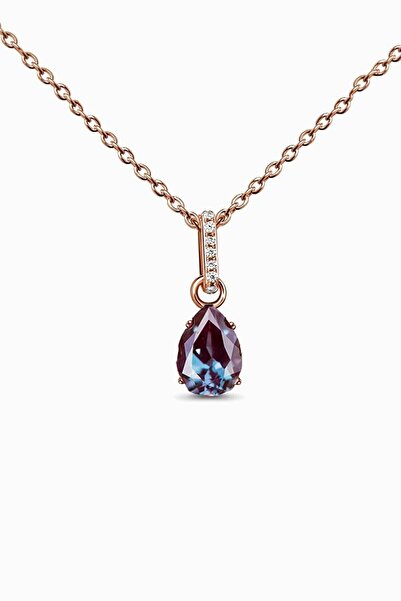 Eva Jewelry Mistik Topaz Taşlı 14k Rose Gold Kaplama Kadın Kolye
