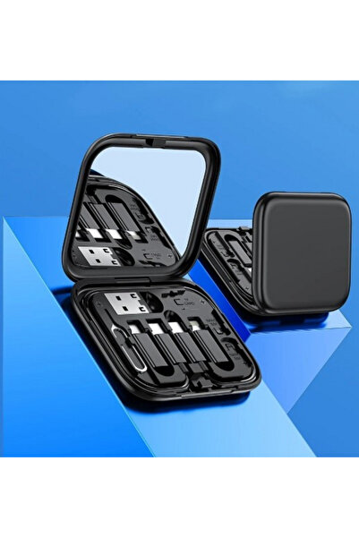 nextbuy 8in1 USB-C Hızlı Şarj Veri Kablosu iPhone Xiaomi Type-C Kablo Tutucu Aynalı Seyahat Seti
