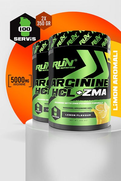 Run Nutrition Arginine HCL+ZMA x 2 PIECES - Lemon Flavored - 100 Serves - 700g