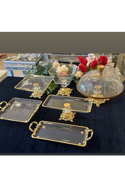 Genel Markalar 6 Parca Döküm Ayaklı Cam Servis Seti Gold