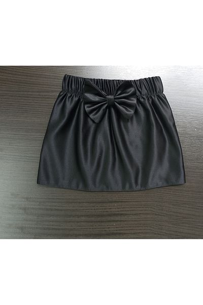 NSMLİFE Fusta Neagra din Satin pentru Fata Fusta Neagra cu fundita cu talie elastica