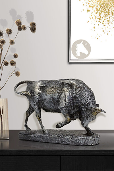 Dekoromi Dekoratif Boğa Heykeli Kaideli (23x16cm)