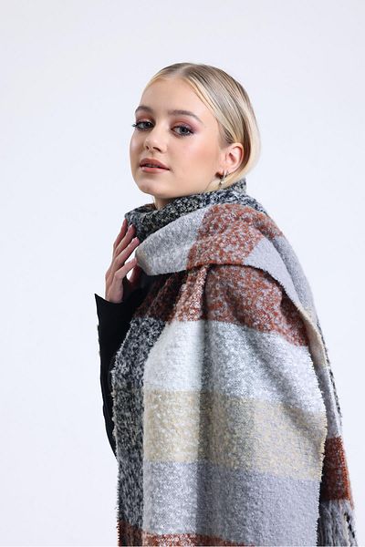 Saria Moda Square Pattern Brown Women's Shoulder Shawl 45x200