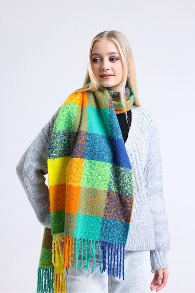Saria Moda Square Pattern Colorful Women's Shoulder Shawl 45x200
