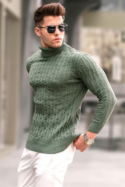 Madmext Heller Khaki-Rollkragenpullover 5759