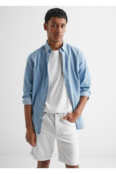 Mango Teen Bawełniane spodenki jeansowe