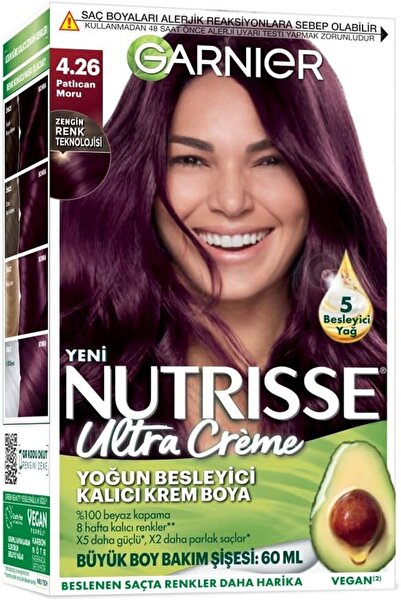 Garnier Nutrisse Yoğun Besleyici Kalıcı Krem Saç Boyası 4.26 Patlıcan Moru