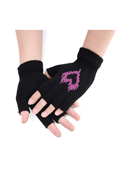DEEFWEAR Mănuși duble unisex negre cu imprimeu Burning Heart - Chouze