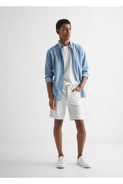 Mango Teen Bawełniane spodenki jeansowe