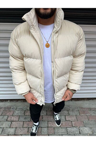 Parsmen KADİFE FİTİLLİ BEJ ŞİŞME MONT