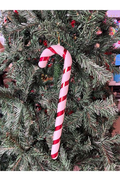 Happyland Christmas Pine Tree Ornament Medium Size 37 cm Walking Stick Candy Candy Cane Red White Tree Ornament