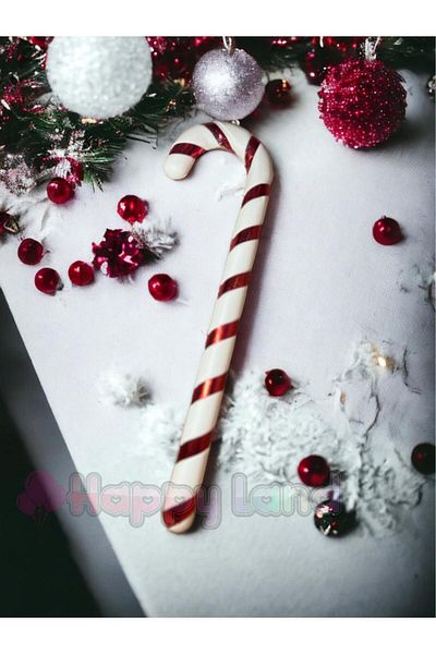 Happyland Christmas Pine Tree Ornament Medium Size 37 cm Walking Stick Candy Candy Cane Red White Tree Ornament