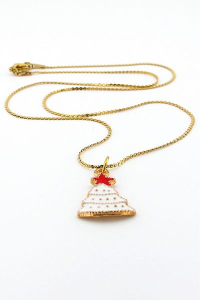 Solfera Christmas New Year Snowy Pine Tree Christmas Steel Chain Necklace Q0748