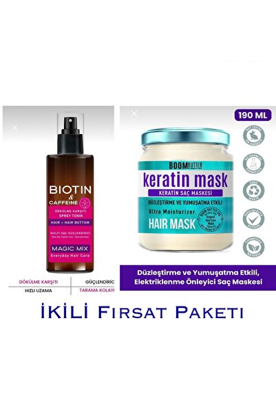 BOOM BUTTER PROCSIN Biotin & Caffeine + Boom Butter Keratin Maskesi 190 ml
