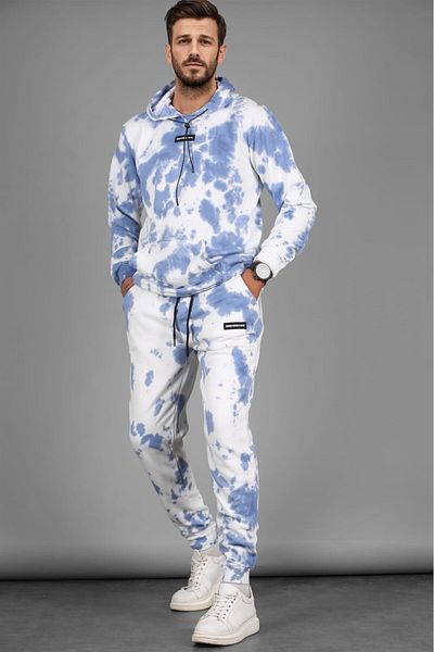 Blue and white sweatsuit best sale